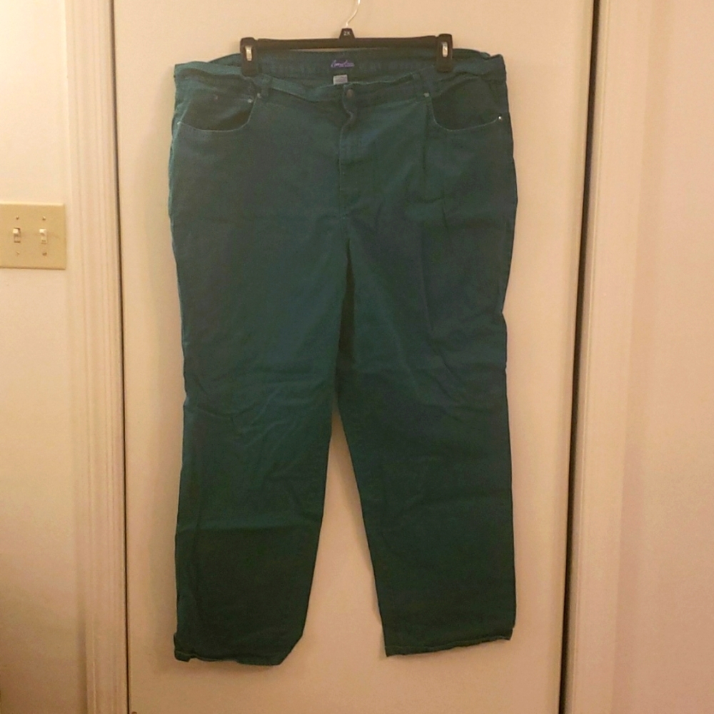 24w teal green jeans
